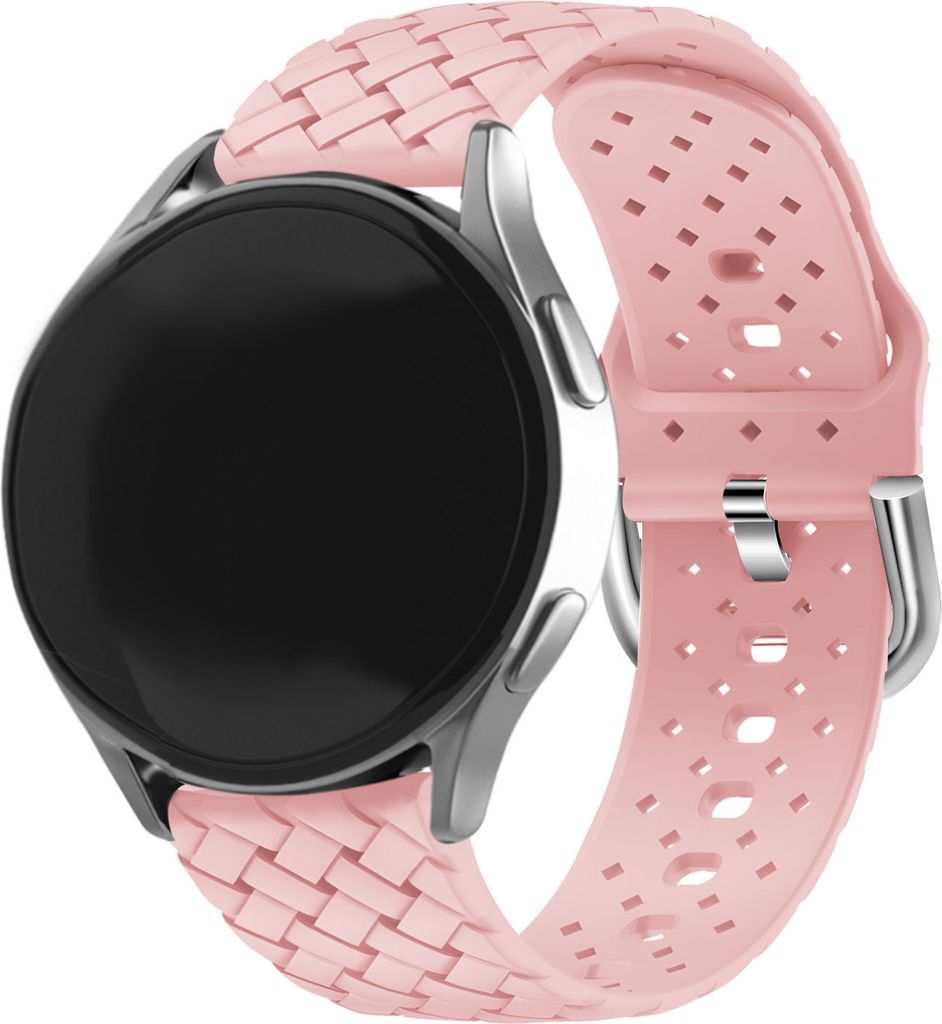 Strap-it Samsung Galaxy Watch 4 Classic 46mm gewebtes Silikon Armband (Pink)