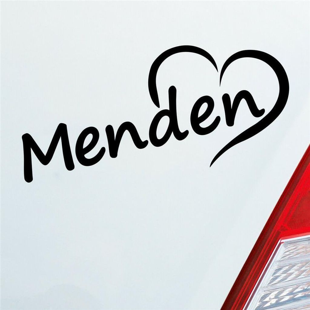 Auto Aufkleber Menden Herz Heart Stadt City Liebe Love 18x8 cm Schwarz Matt Sticker Heckscheibenaufkleber