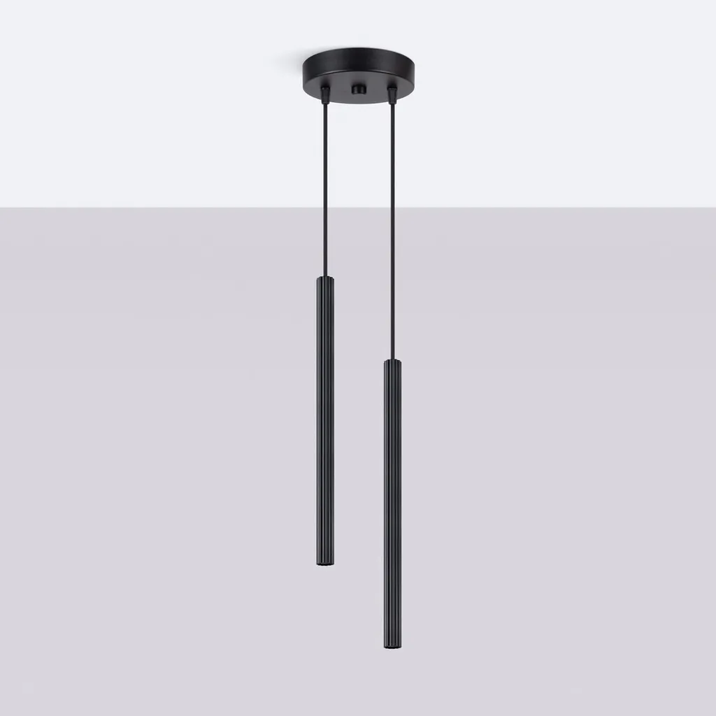Lampadario Sospensione ARCHE 2P Nero Sollux - Acciaio 2xG9 118cm