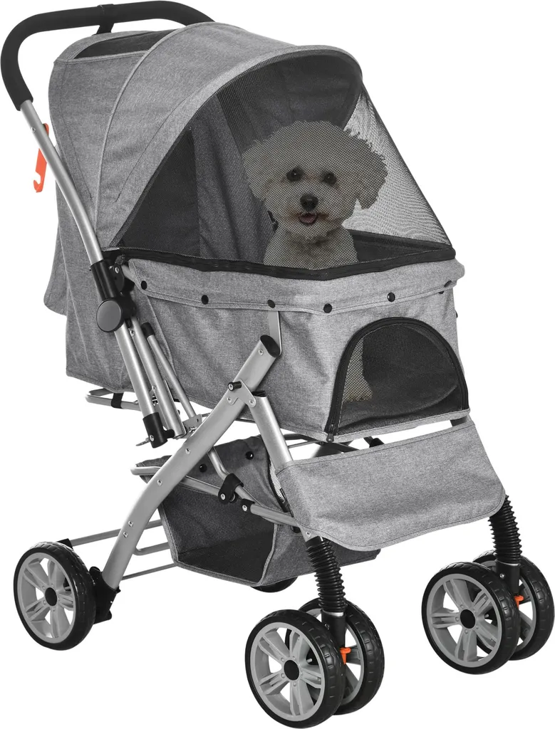 Poussette Buggy pour Chien et Chat Pliable avec Housse de Protection Grise