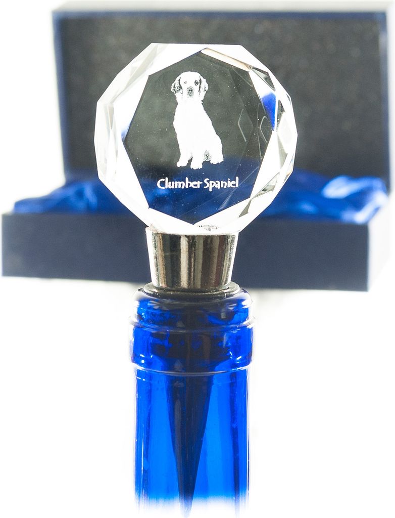 Clumber Spaniel - Flaschenverschluss, Weinverschluss aus Kristall mit Foto, personalisiertes Geschenk für Barkeeper der Marke Art-Dog