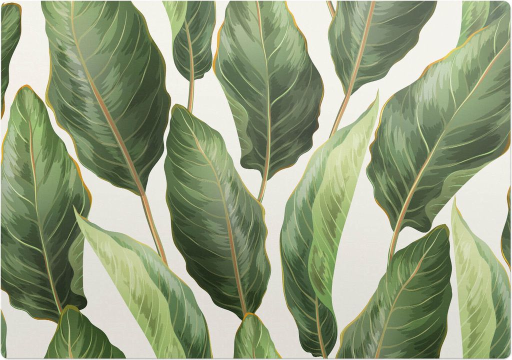 Tropische Blätter – Bodenschutzmatte – Stuhlunterlage 100x70 cm – Rutschfest – Hartbodenmatte