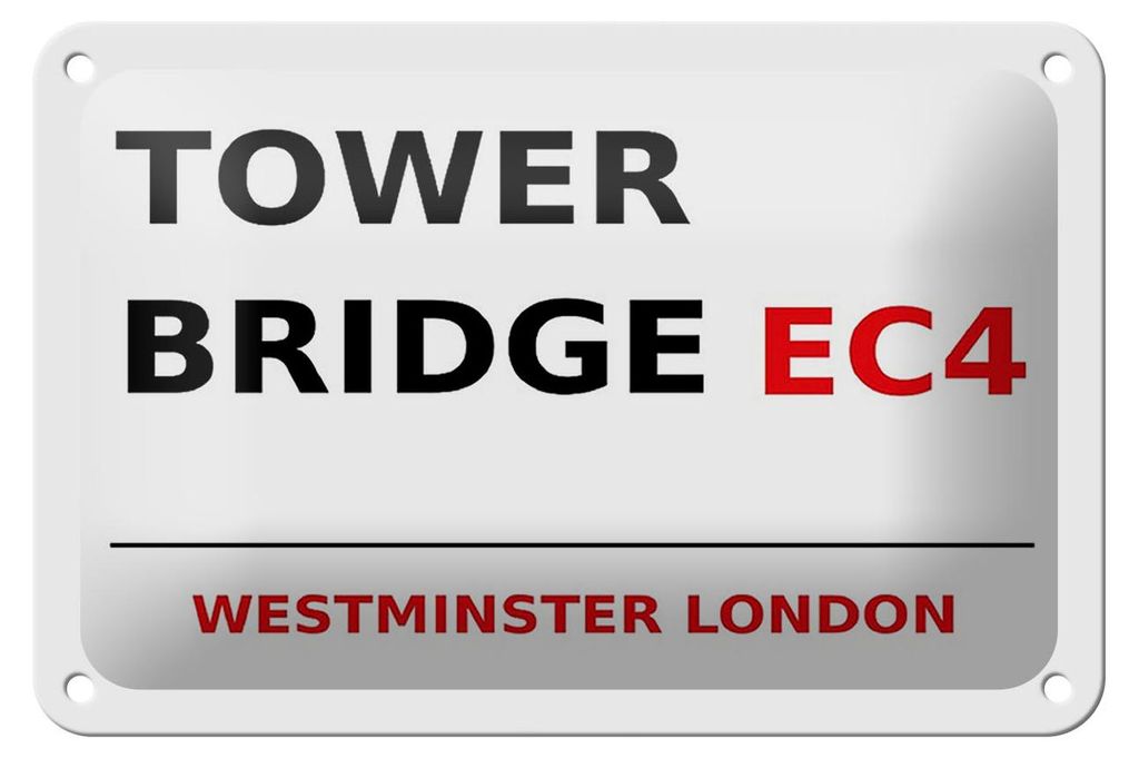 Blechschild London 18x12cm Westminster Tower Bridge EC4 Produktbild 