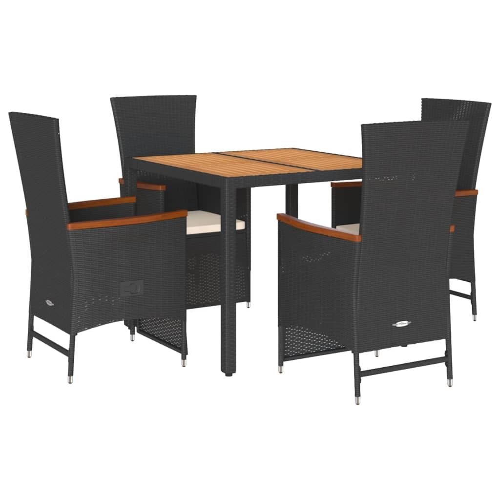 "2026 Aktion" 5-tlg. Garten-Essgruppe - elegantes Design - Sitzgruppe/Gartenmöbel-Set - mit Kissen Schwarz Poly Rattan - Terassenmöbel NeuMöbel1...