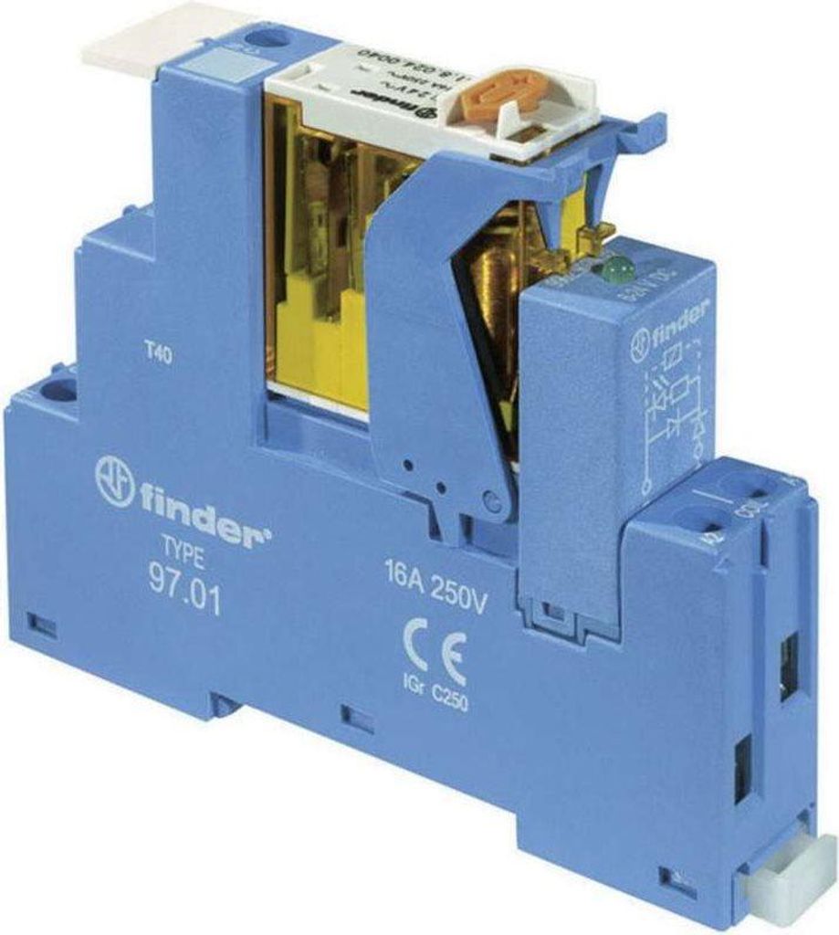 Finder Koppel-Relais mit 1 Wechsler 16 A, Schraubklemmenfassung 4C.01.8.024.0060 1 Wechsler 16 A (4C.01.8.024.0060)