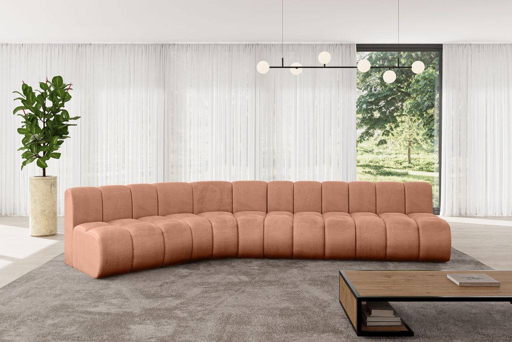ALTDECOR Modulares Sofa Ecksofa in L-Form - Montra-L2 - 381x174x70 cm Apricot - Corner modular Sofa Eckcouch Couch Wohnlandschaft Cauchsofa Bodenso...
