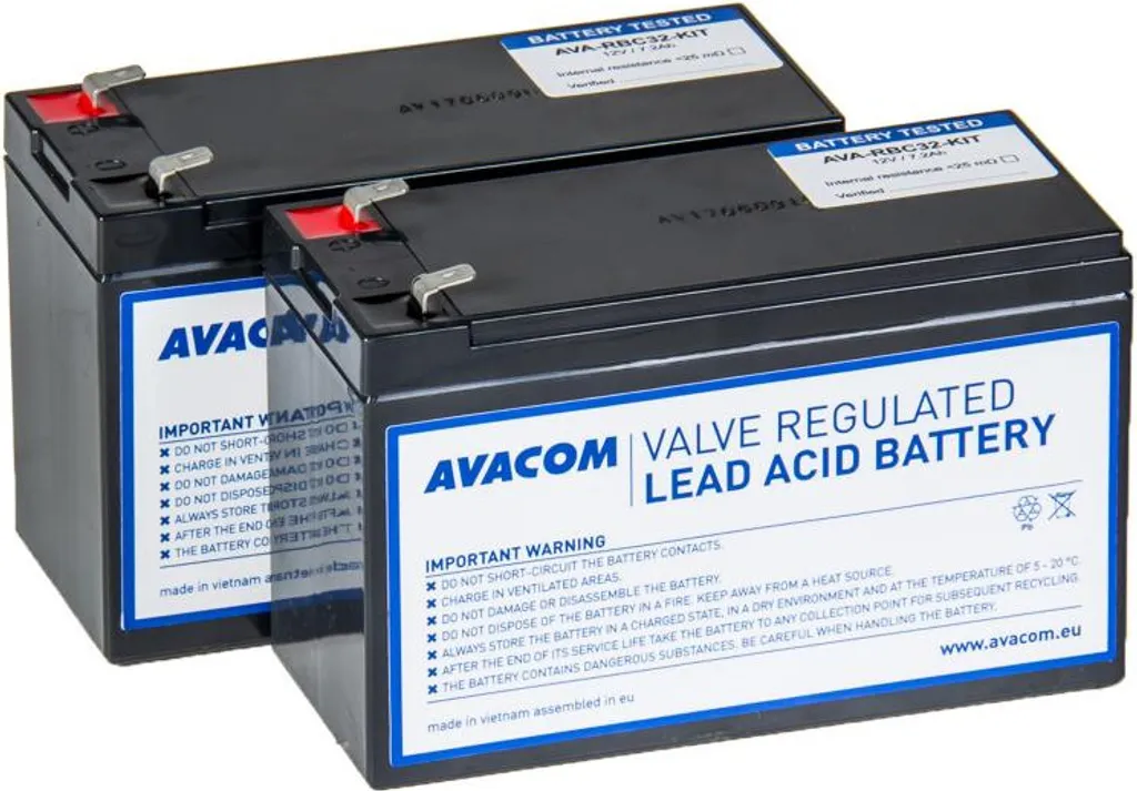 AVACOM RBC32 - Kit 2 Batterie Ricambio per UPS APC Back-UPS