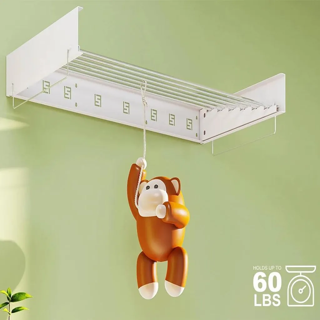 Stendibiancheria Telescopico Da Parete In Acciaio Inox 304 - Filo Ritrattile Per Balcone E Bagno, Design Moderno, Bronzo - 3