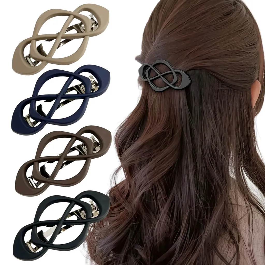 Lot de 4 barrettes automatiques croisées mates pour cheveux fins femme