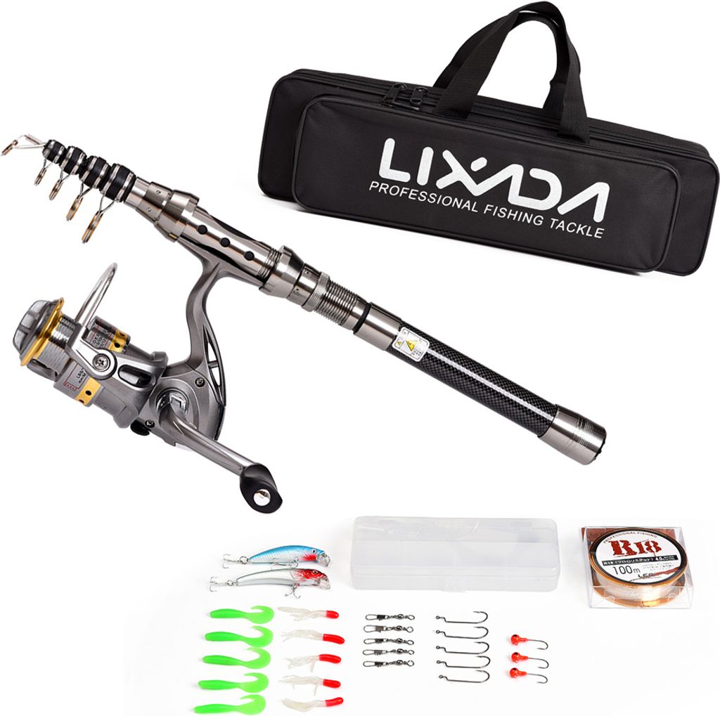 Lixada Teleskop Angelrute und Spule Combo Full Kit Spinning Produktbild 