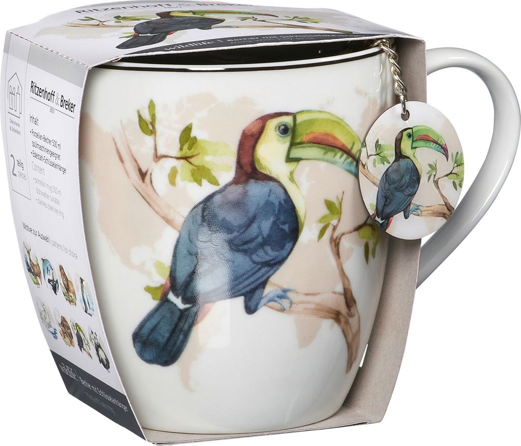 Ritzenhoff und Breker XXL Wildlife Becher mit Anhänger Tukan 500ml