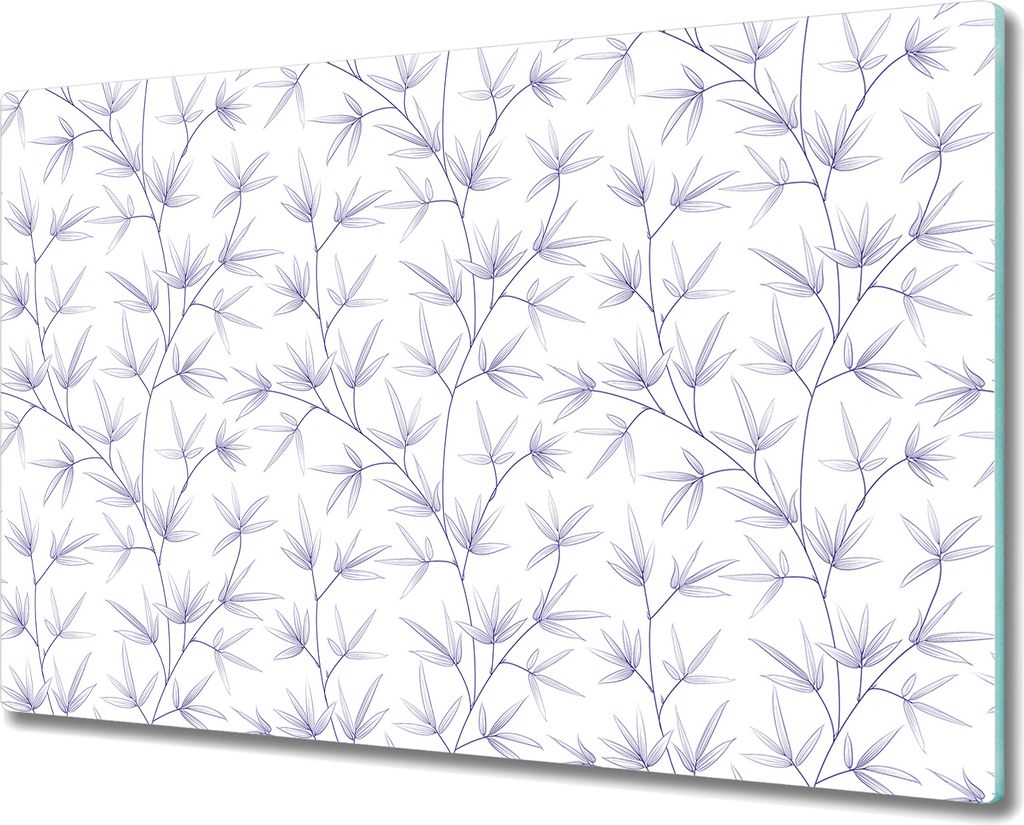 Glas-Herdabdeckplatte Glaskeramikkochfeld-Abdeckung Spritzschutz - 80x52 cm - Zarte Pastellblätter