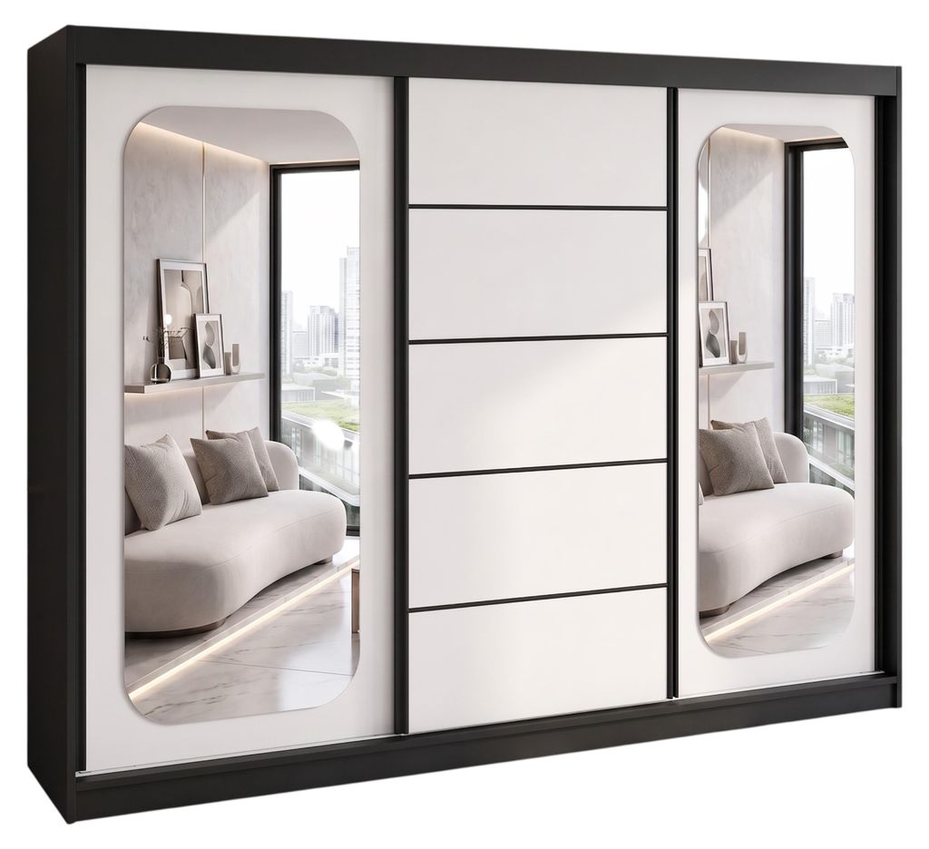BELANO Schwebetürenschrank 200 cm mit Spiegel – Produktbild 