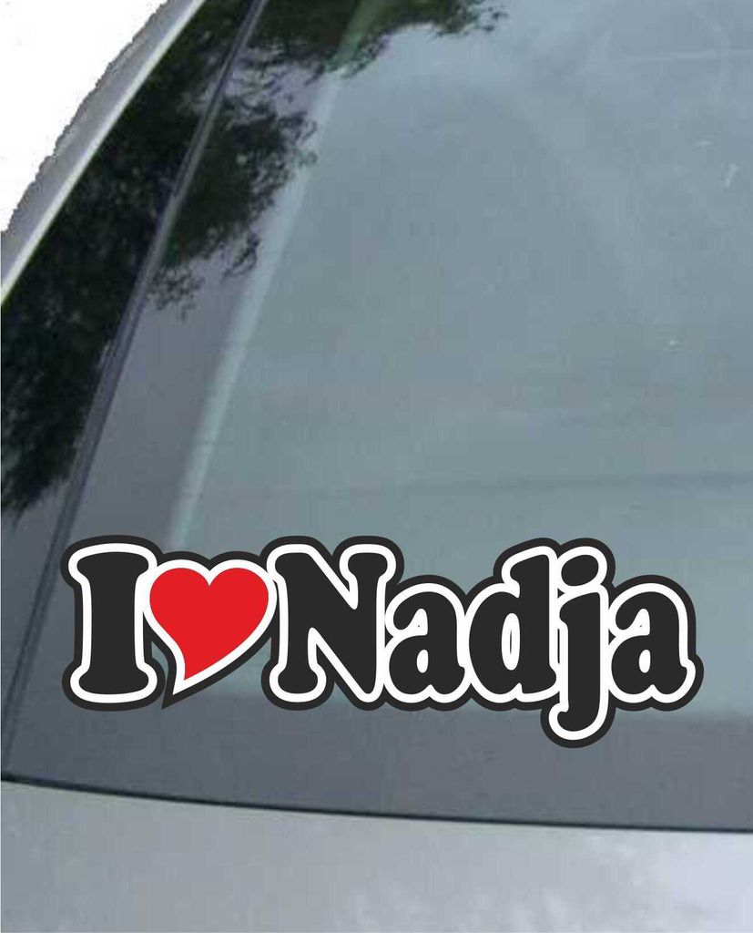 INDIGOS UG - Aufkleber / Autoaufkleber - I Love Heart - Ich liebe mit Herz 15 cm - I LOVE Nadja - Auto LKW Truck - Sticker mit Namen vom Mann Frau ...