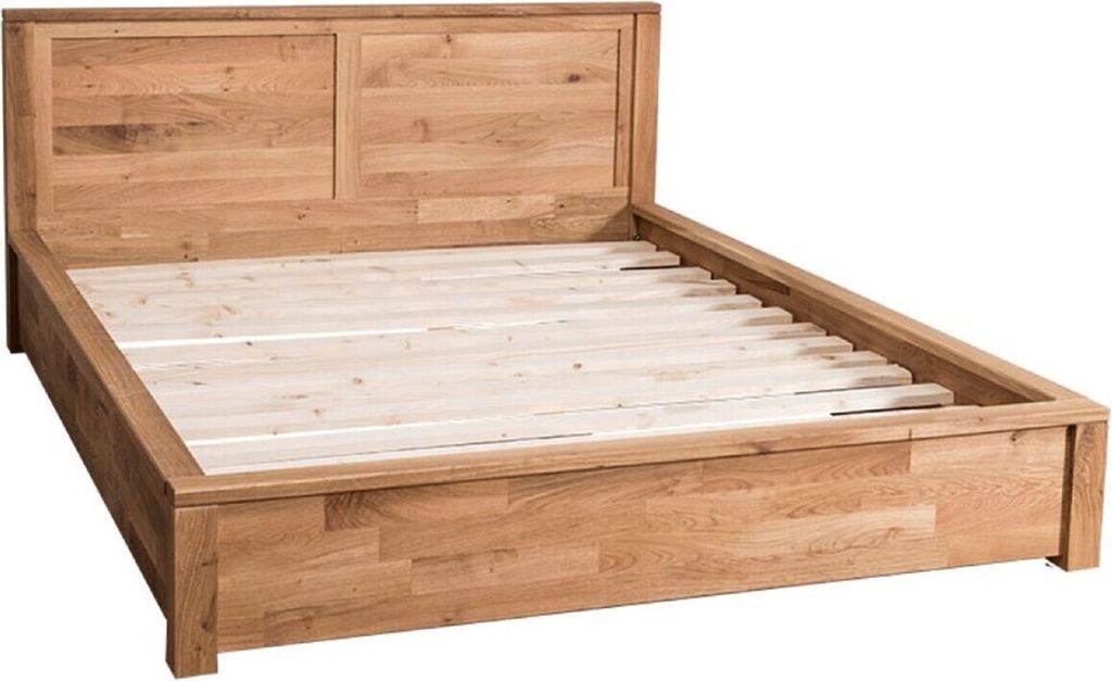 Casa Padrino Landhausstil Eichenholz Bett Naturfarben 180 x 200 cm - Schlafzimmermöbel im Landhausstil