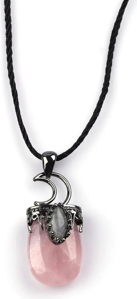 Collier en pierres naturelles véritables quartz rose et labradorite pure