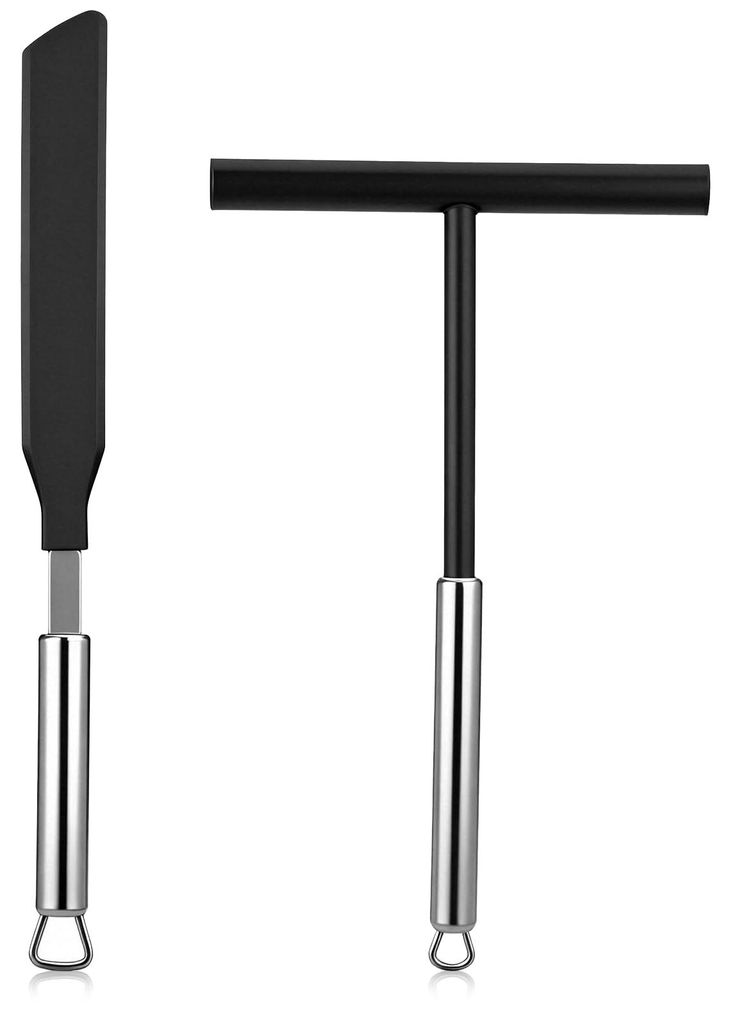 2-teiliges Crêpe-Set aus Edelstahl, Teigverteiler und -wender, Crêpe-Zubehörset, Pfannkuchenwender aus Edelstahl und Silikon, Teigverteiler für...