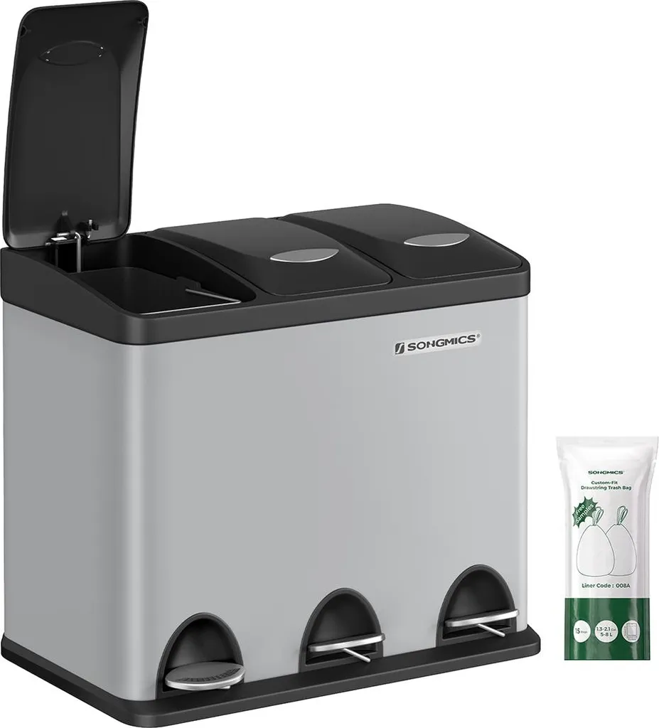 Poubelle de tri sélectif 3 compartiments de 8L idéale pour votre cuisine