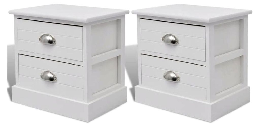 Nachttische im französischen Stil, 2 Stück, weiß, platzsparend, Möbel für Balkon, Wohnzimmer, Büro, Schlafzimmer, Badezimmer