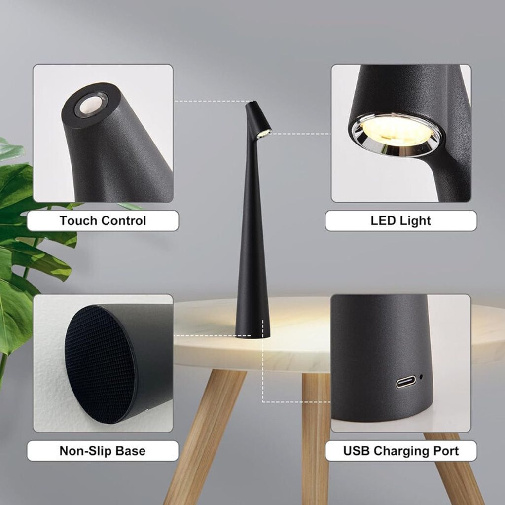 LED-Tischlampe kabellos dimmbar mit Touch Control, Produktbild 6