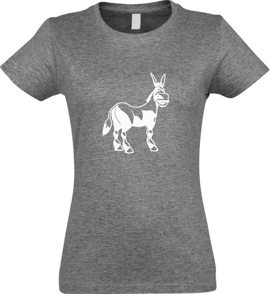 Kiwistar - T-Shirt tailliert - Damen - Graumeliert - Esel - Motiv 1 - tragen - mit Motiv Bedruckt - Funshirt Design - Sport - Freizeit - Damen - L