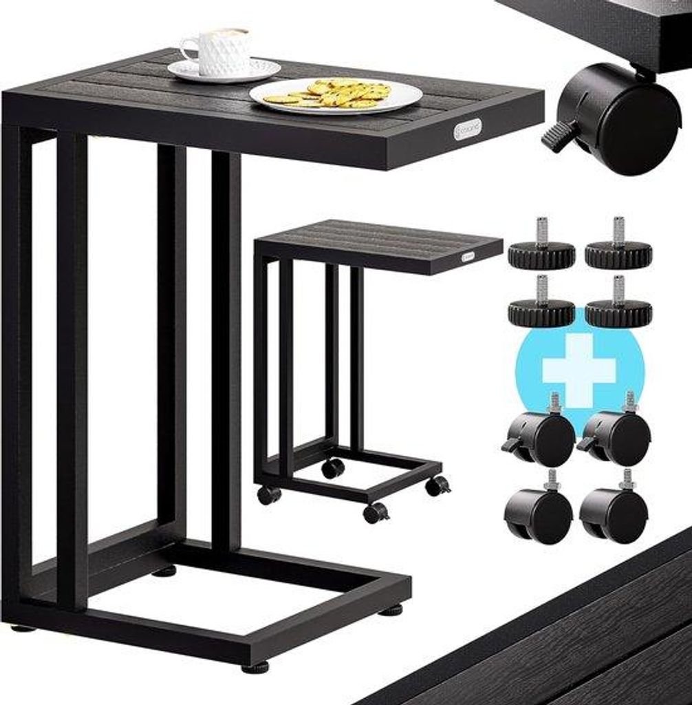 Famanu bijzettafel in C-vorm, 50 x 40 x 66 cm, met metalen Productafbeelding 