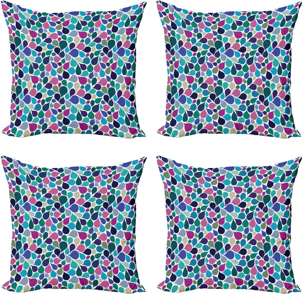 ABAKUHAUS Abstrakt Kissenbezug Set (4 Stück), Bunte Regentropfen, Moderner Doppelseitiger Digitaldruck, 60 cm x 60 cm, Mehrfarbig