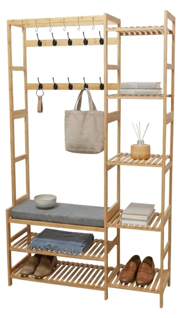 Meuble porte-manteau Relaxdays design industriel avec banc de rangement