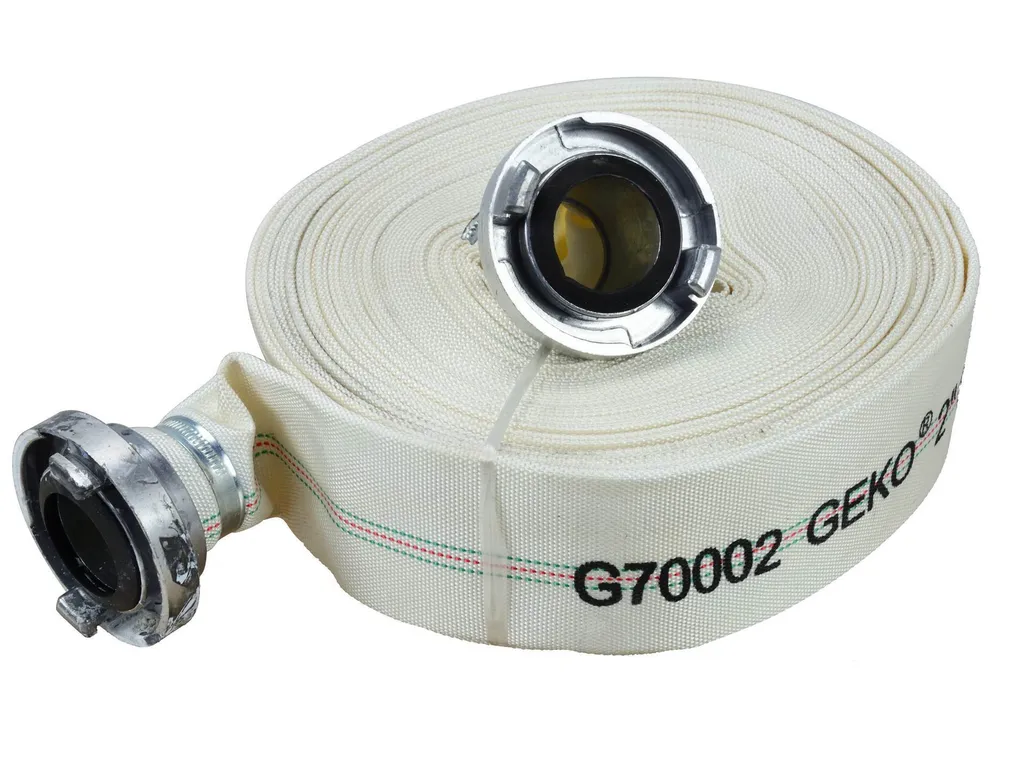 Tuyau incendie 30m blanc Geko G70002 souple et résistant avec raccords