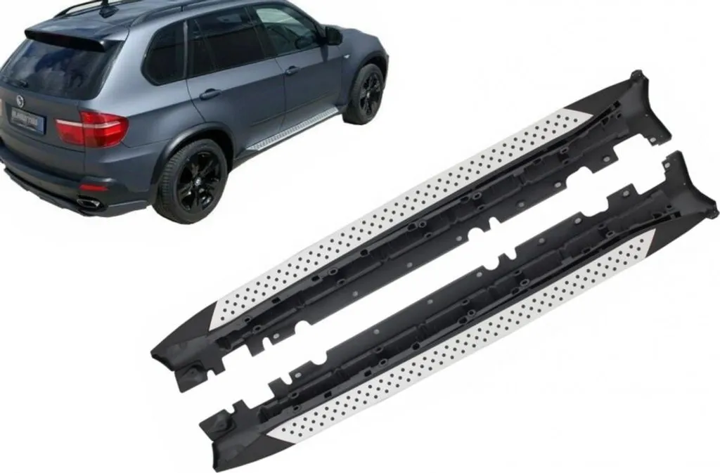 Seuils de porte et marchepieds pour BMW X5 E70 finition inox et noir