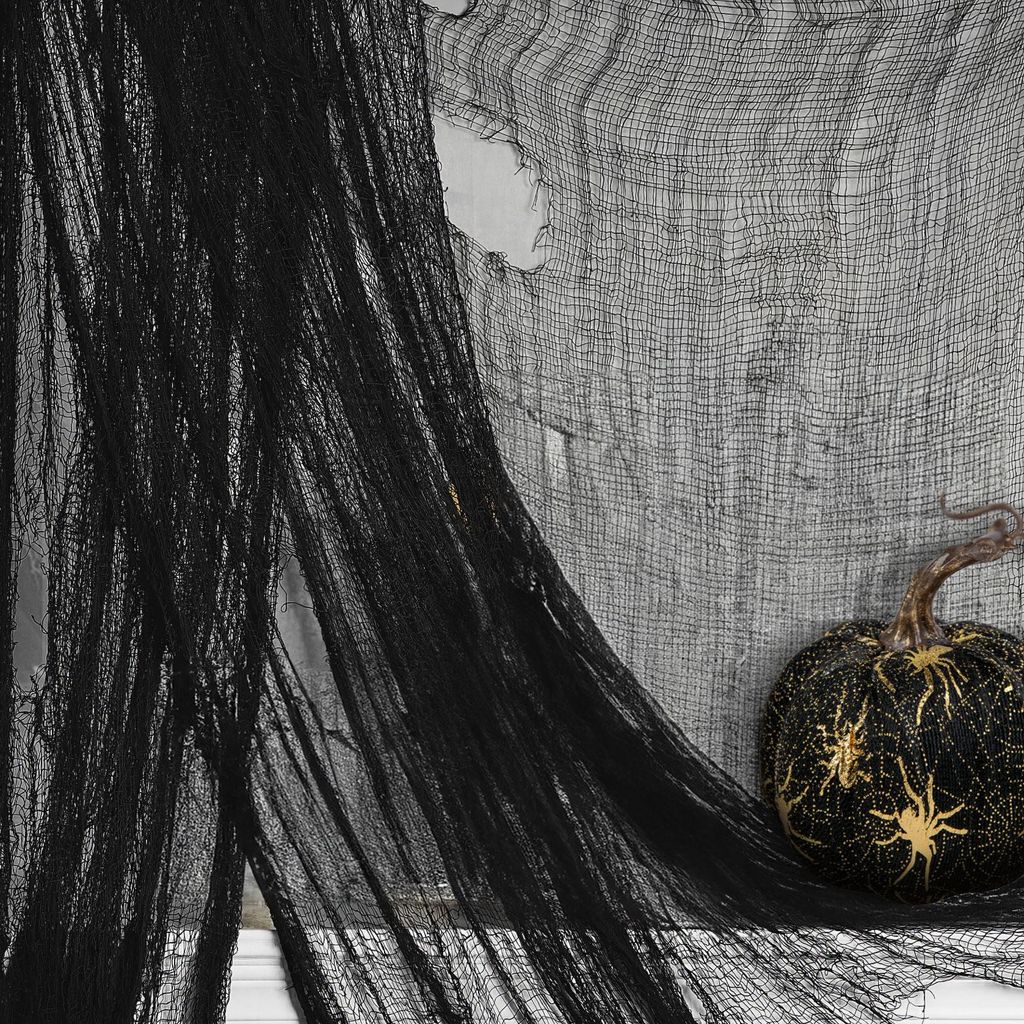 Halloweenová závěsa – černá, látka – 180 x 75 cm, 1 kus Obrázek produktu  Obrázek vytvořený pomocí AI