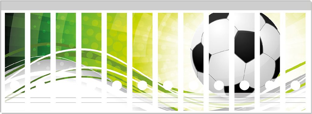 Wallario Ordnerrücken Sticker, selbstklebend für breite Ordner, 12 Stück, Motiv Fußball - grün weiße Wellen Muster