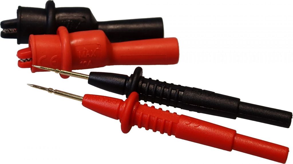 PeakTech MKS-10 Prüfspitzensatz – 4 mm Bananenstecker, 1 mm Prüfspitze, Krokodilklemmen, CAT I/III – Zubehör für Multimeter & Messtechnik