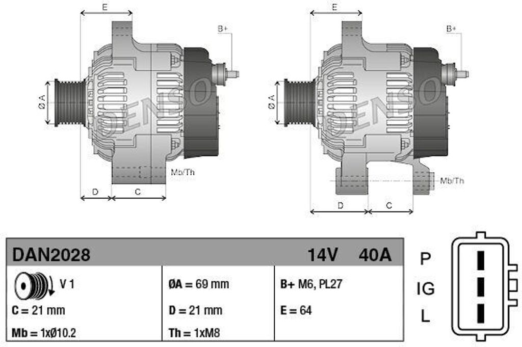 Drehstromgenerator DENSO DAN2028