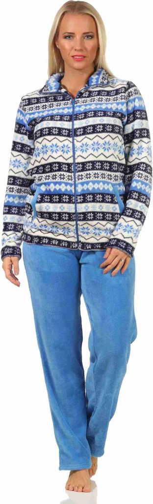 Damen Hausanzug aus in wunderschöner winterlichen Optik;blau,40