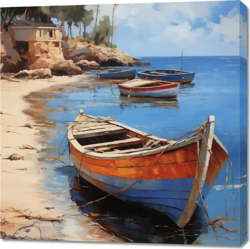 Tableau 90 x 90 cm Rive sud - Décoration Murale Carrée pour Salon Moderne