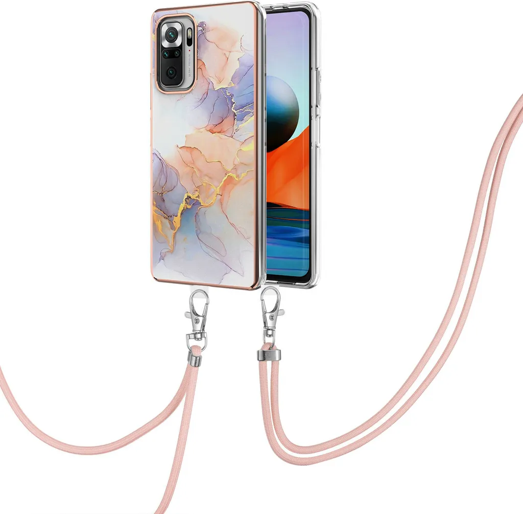 Custodia con cinturino per Xiaomi Redmi Note 10 Pro/10 Pro Max, custodia in TPU a fantasia con cinturino regolabile Grigio