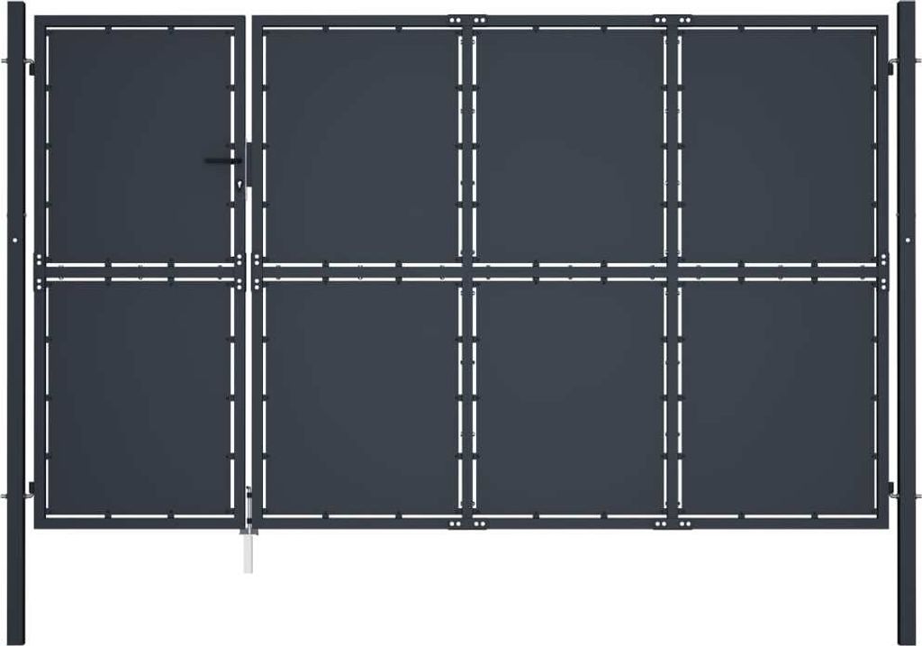The Living Store Gartentor Stahl 350 x 175 cm Anthrazit