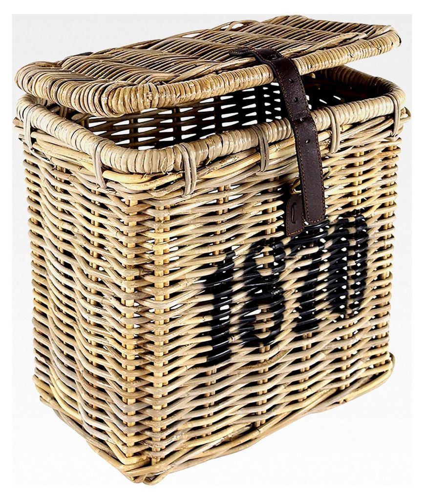 Rattankorb mit Deckel - 39x27x40 cm - grau - geflochtener Universalkorb für Wäsche, Spielzeug und Decken - dekorativer Wäschekorb im Landhaus- u...