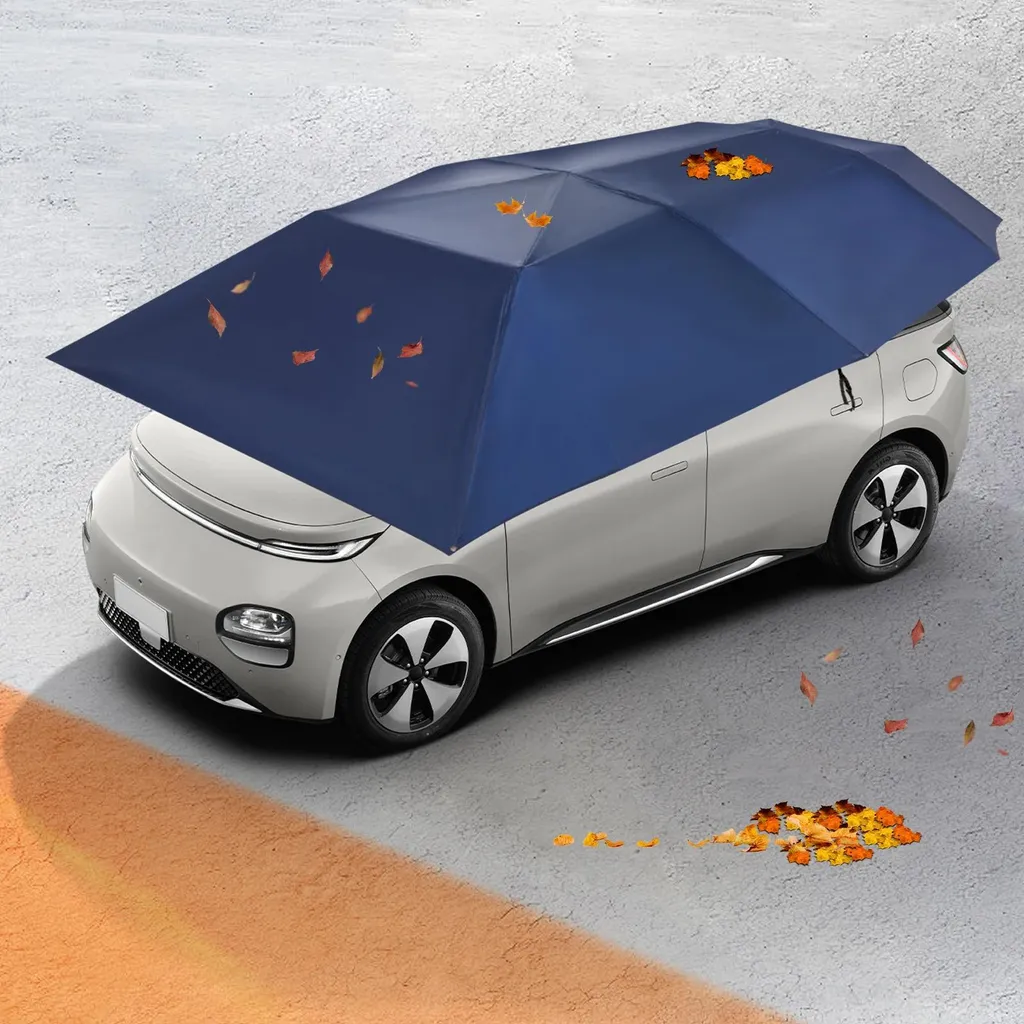 Tente de voiture semi-automatique 4,6 m - Abri pliable bleu amovible
