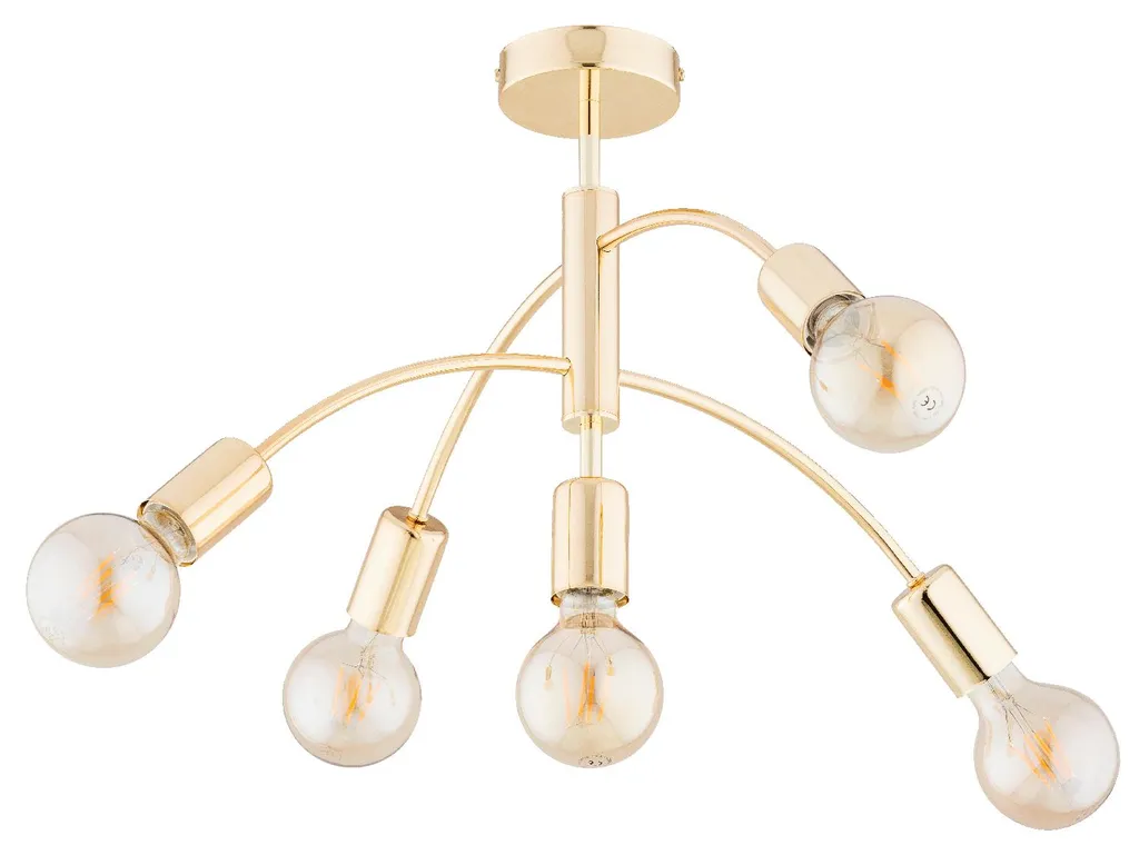 Plafonnier doré ARINI 5XE27 luminaire d'ambiance pour grande chambre