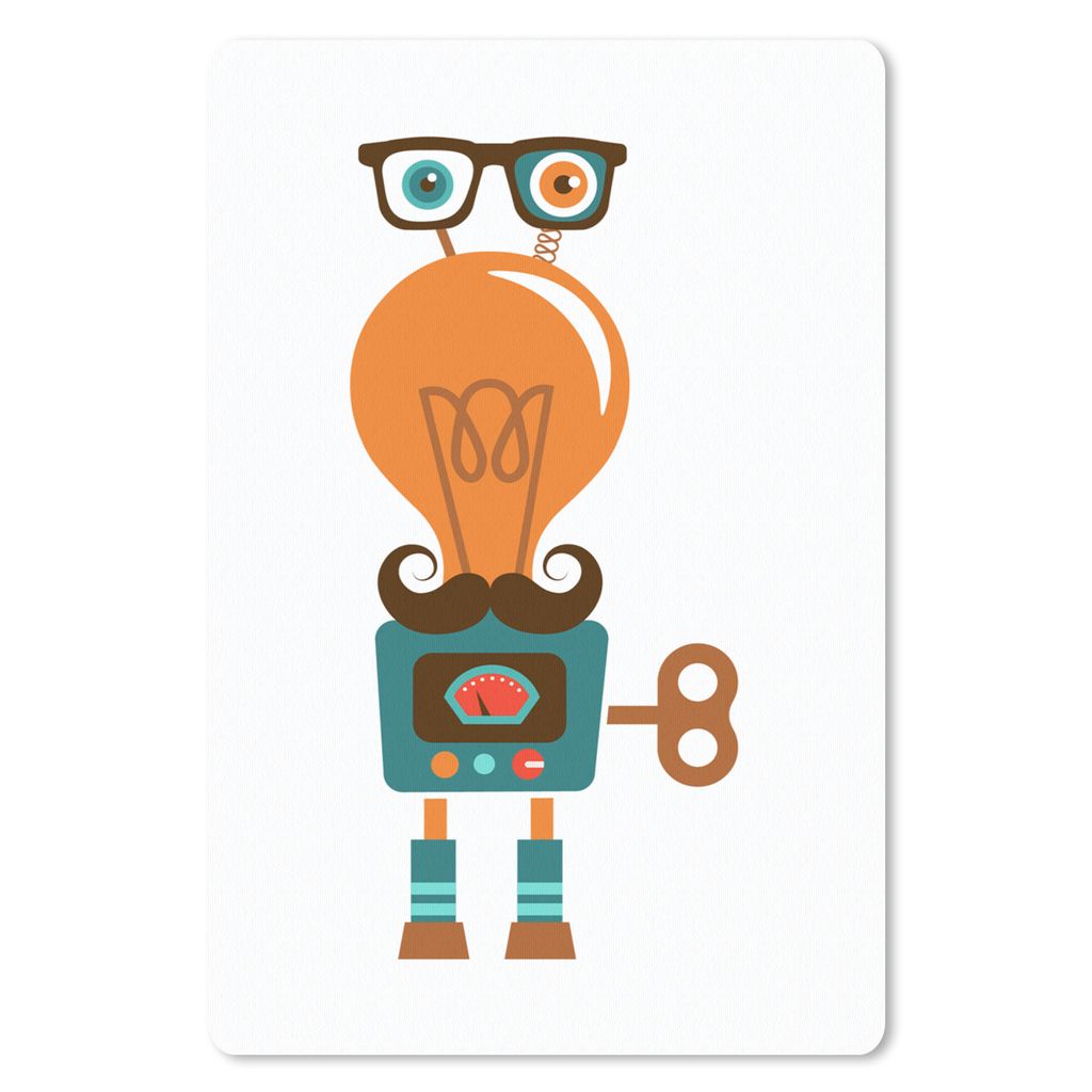 MuchoWow Mauspad Mousepad Roboter - Brille - Schnauzbart - Kinder - Jungen 40x60 cm - Mousepads - Maus Mat - Pad - Mausunterlage - Schreibtisch A...