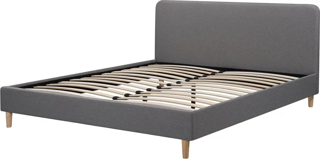 Lit gris Louise 140x190 cm : literie en tissu robuste et silencieuse