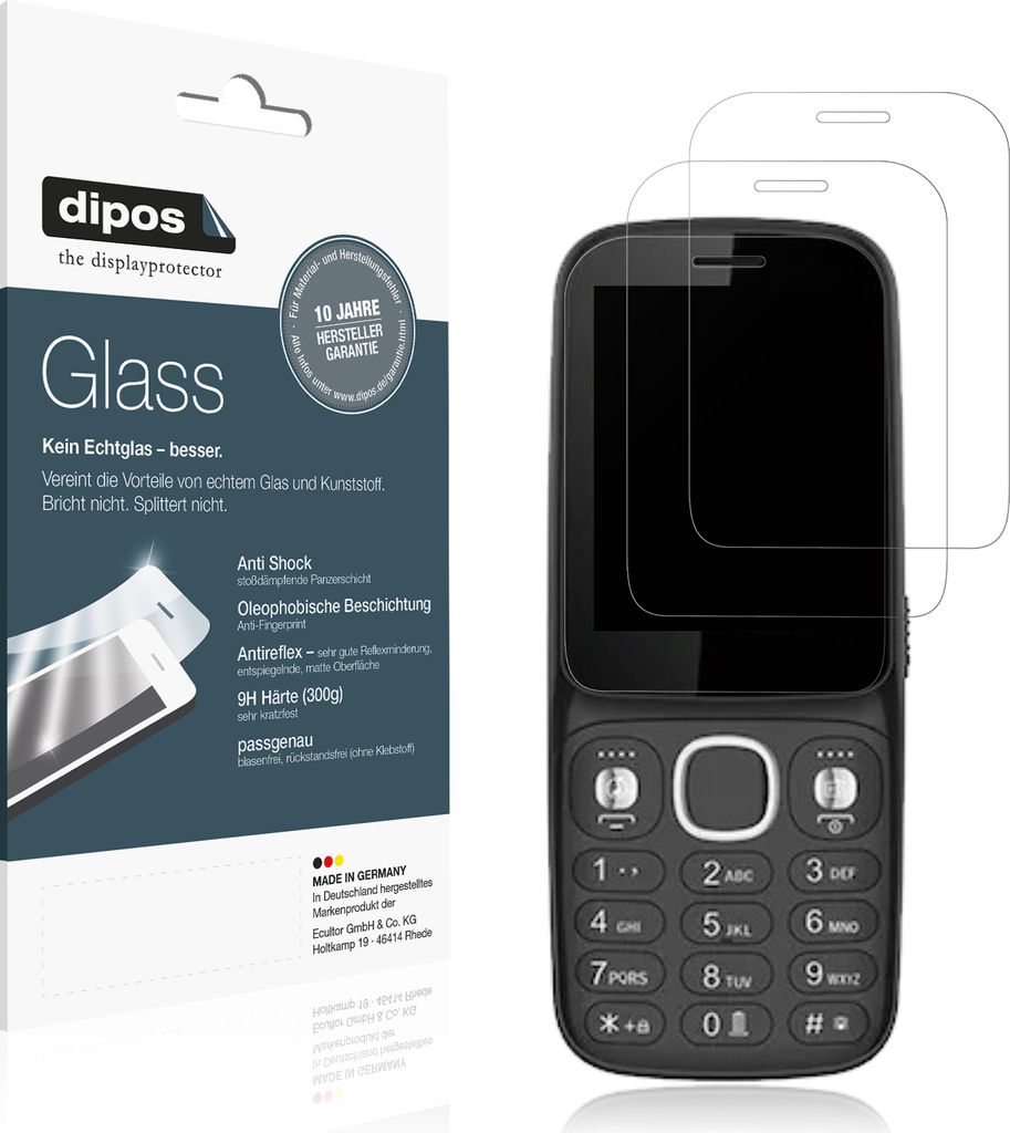 2x Schutzfolie für I Kall K24 matt - Anti-Shock 9H Folie dipos Glass Kunststoffglas