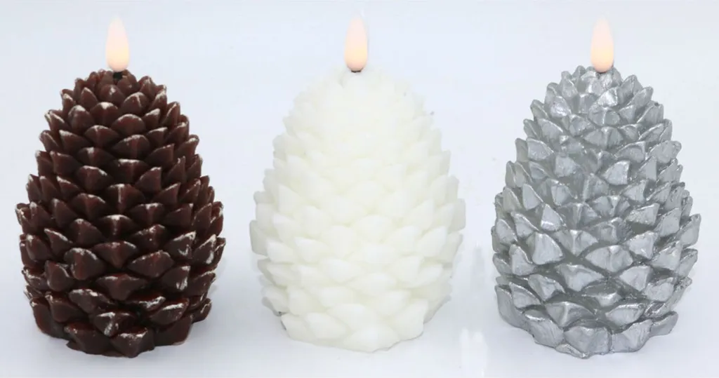 Lot de 12 bougies LED pomme de pin sans flamme pour décoration d'hiver