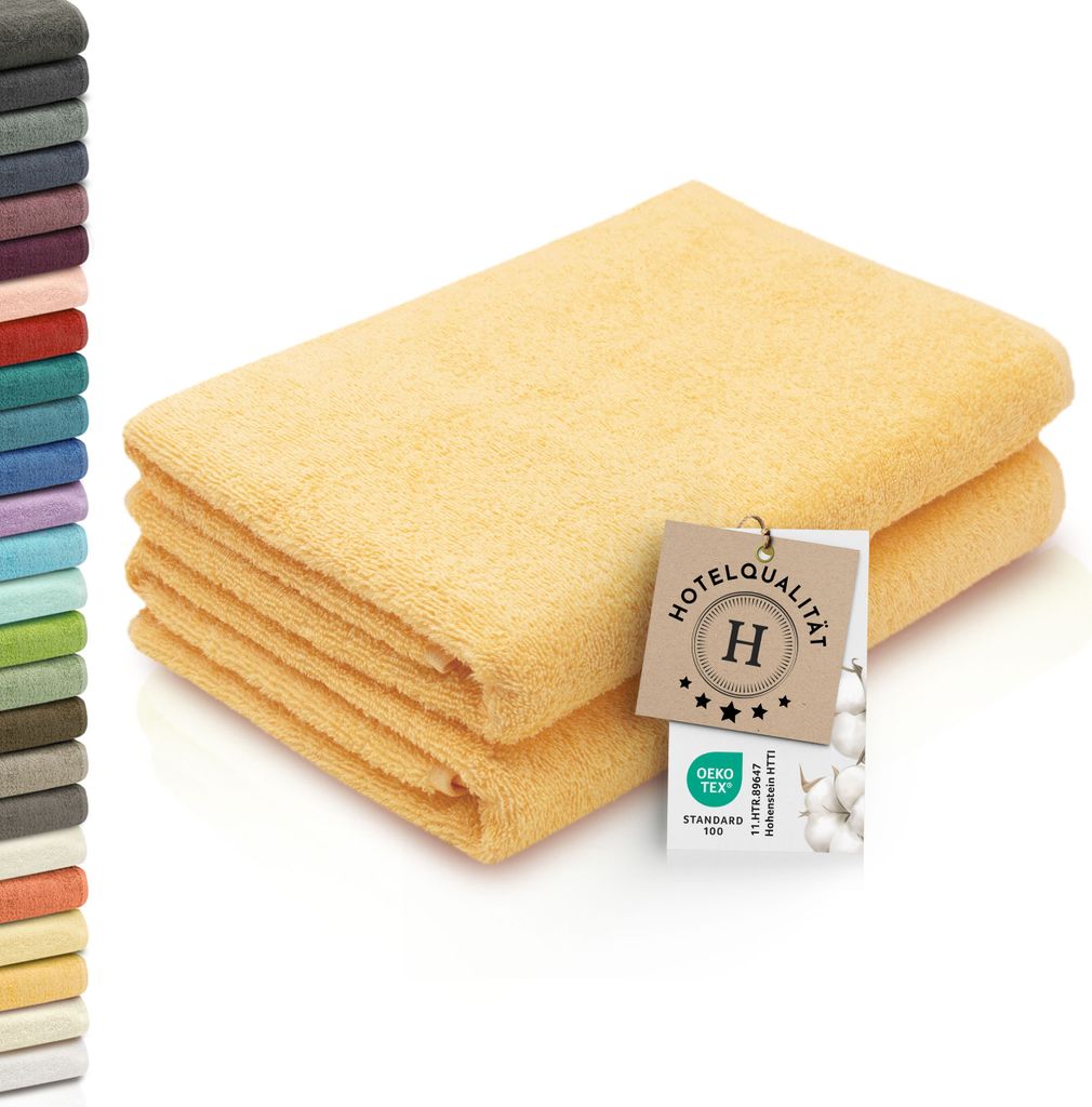 Duschtücher 2er Set, 70x140 cm, gelb, Baumwolle Produktbild 