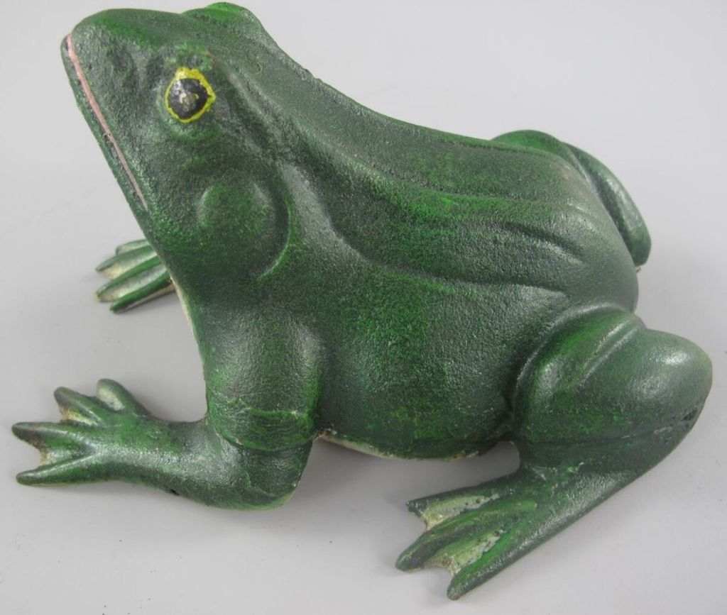 Casa Padrino Deko Skulptur Frosch Grün 18 x 16 x H. 11 cm - Dekorative Metall Figur - Garten Skulptur - Terassen Skulptur - Garten & Terassen Deko...