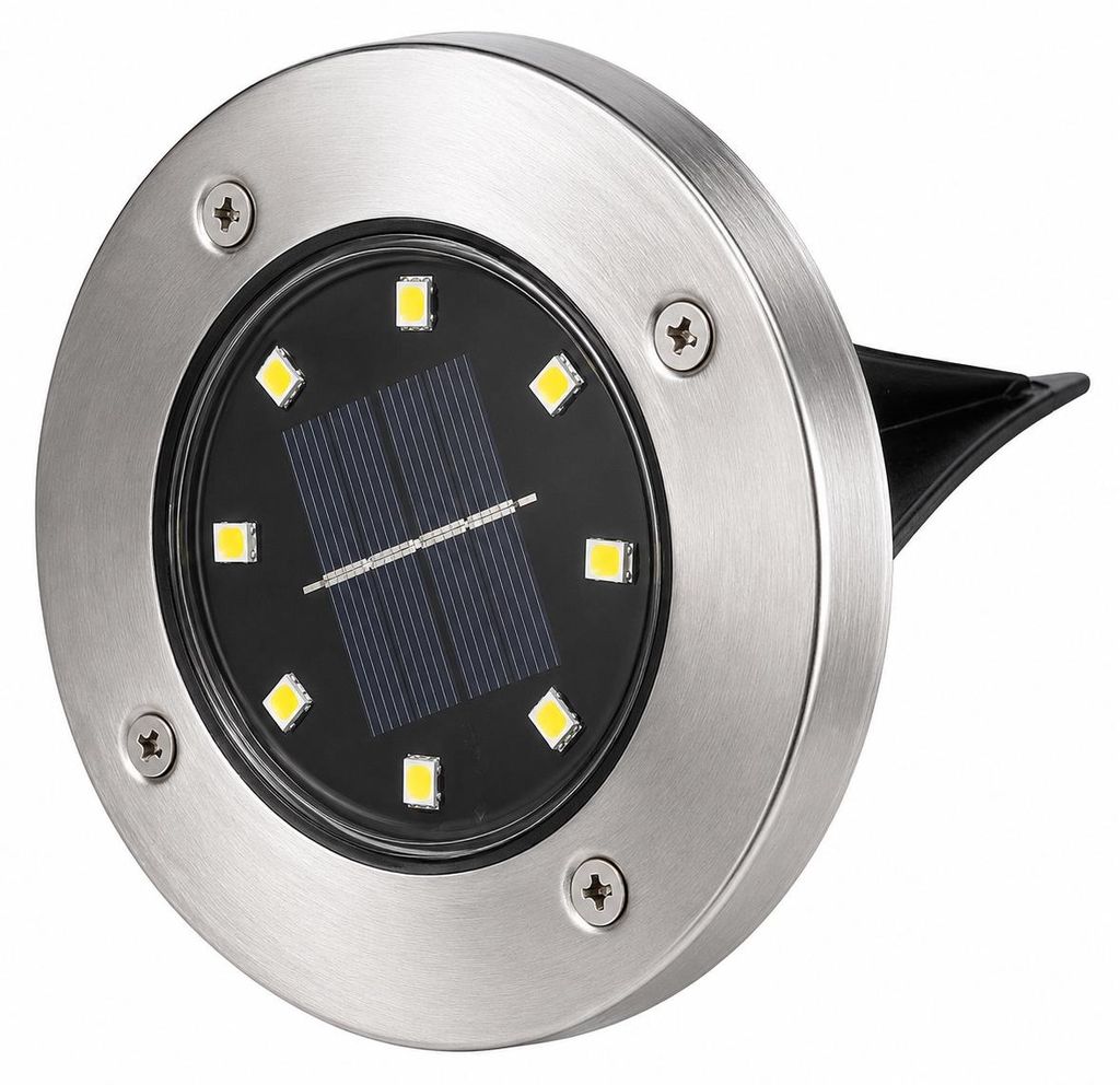 LED Solar Bodenleuchte 8 LEDs Gartenleuchte Erdspieß Produktbild 