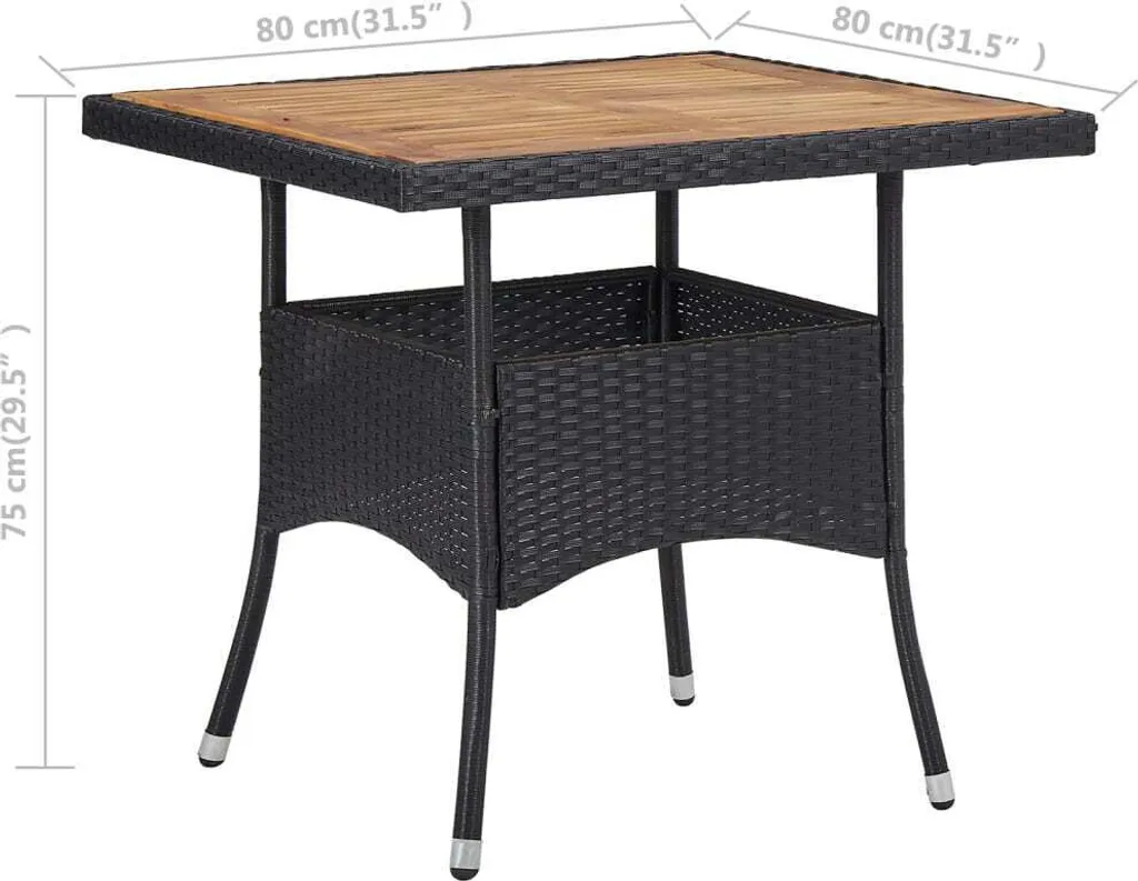 Tavolo vidaXL Outdoor Rattan Nero e Acacia | Armonia in Giardino - 3