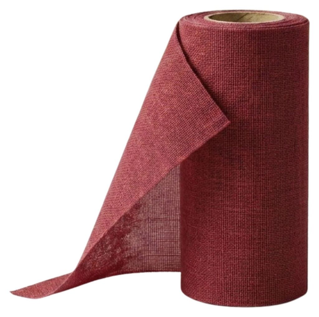 G.schmückt Tischband Jute-Leinen-Optik, Tischläufer auf Rolle zuschneidbar, schmale Tischdecke, Tischdeko Basis für Feste Burgund 6m x 15cm